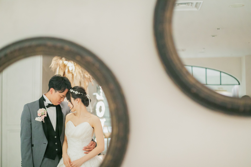 鏡越しショット