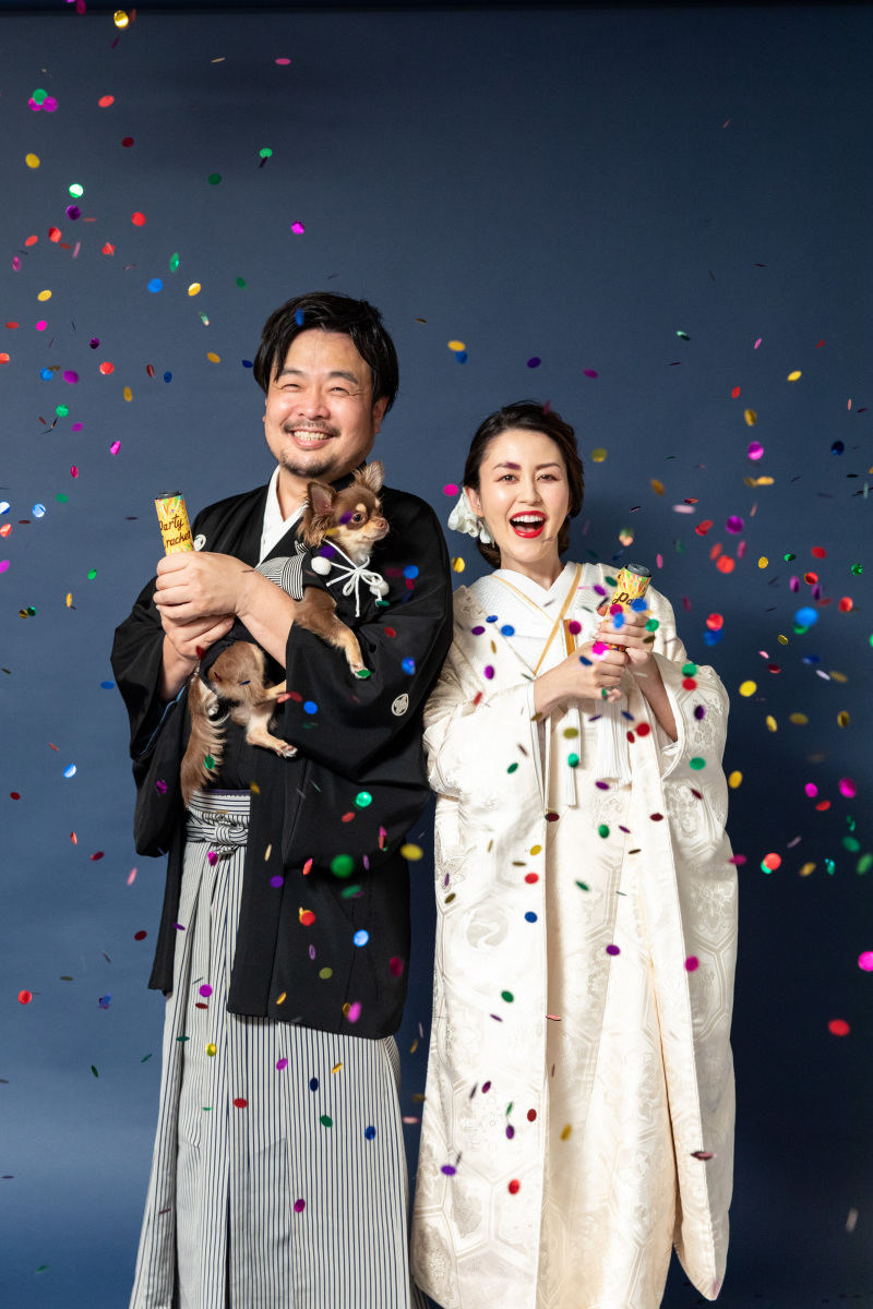 人気演出のコンフェッティで華やかに