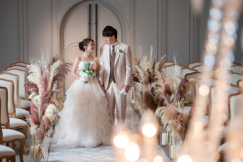 淡いお色味のカラードレスで♡館内洋装