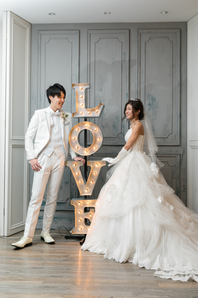 お着替え後はプリンセスラインのドレス