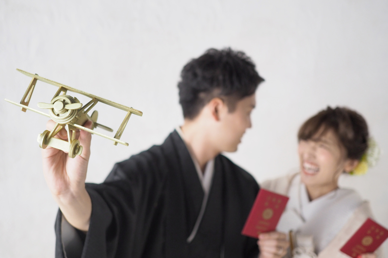 飛行機と3ショット！