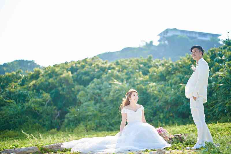 自然をバックに