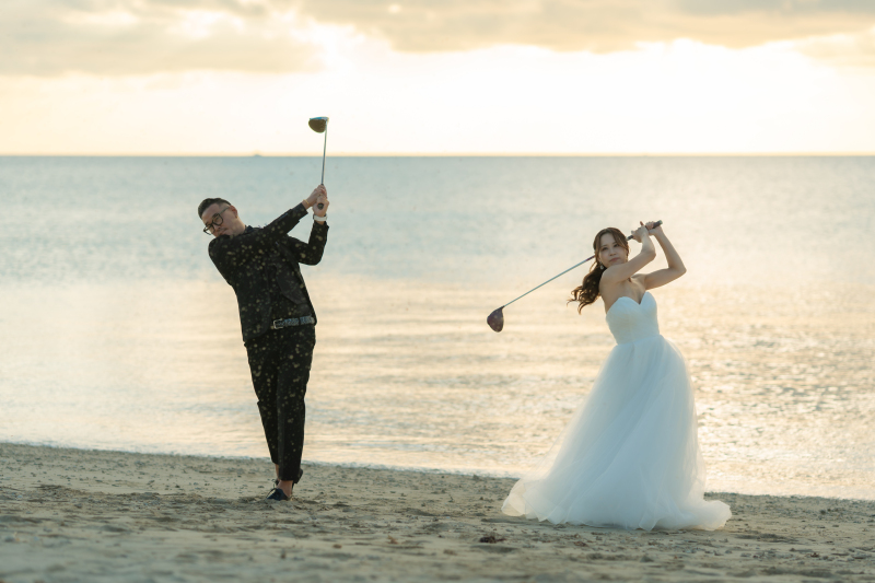 贅沢に美しい景色を背景にした『ゴルフショット』