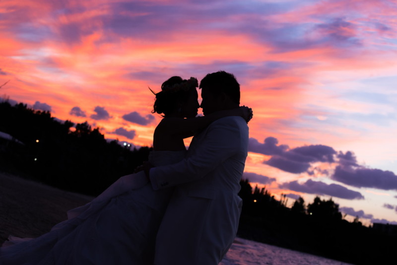 ロマンチックなサンセットフォト