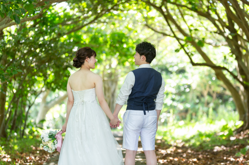 緑のトンネルの下で