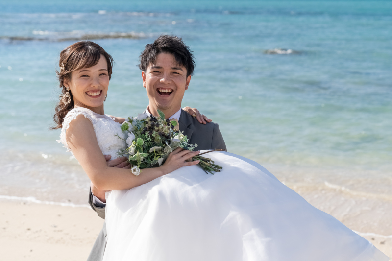 青い空と青い海で