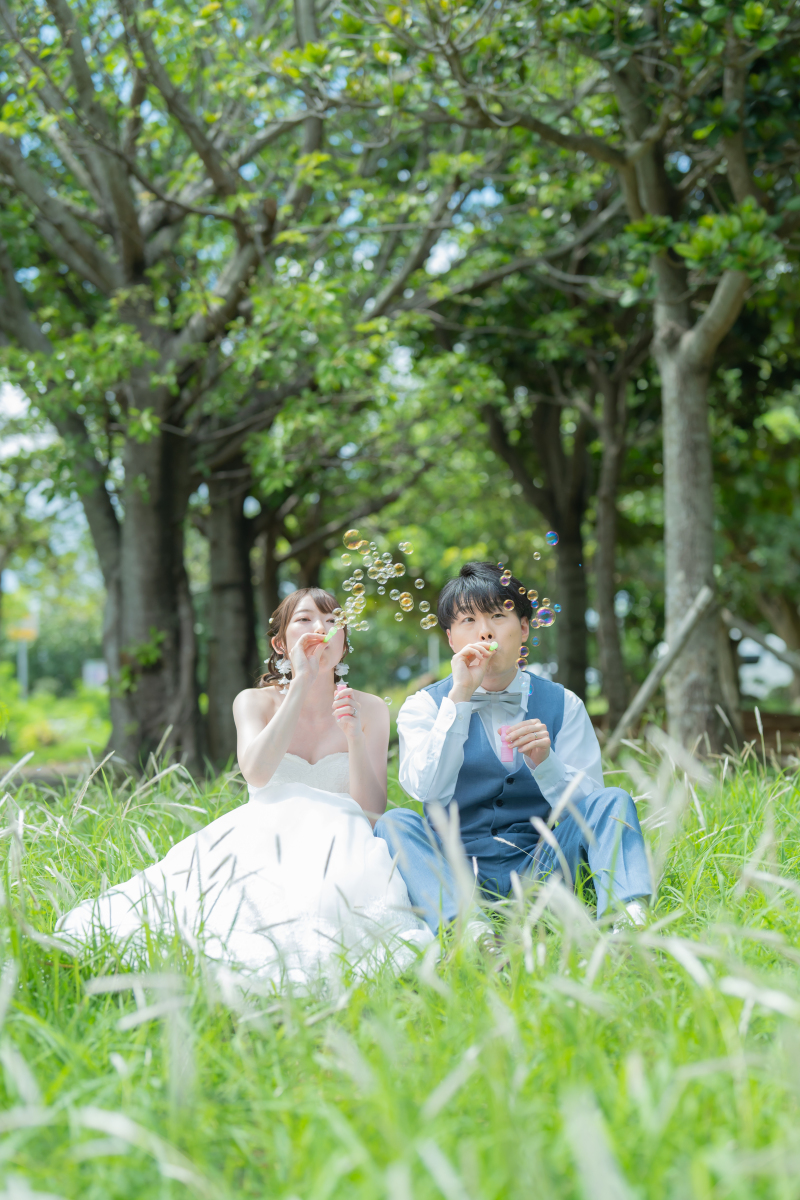 シャボン玉を使って♪