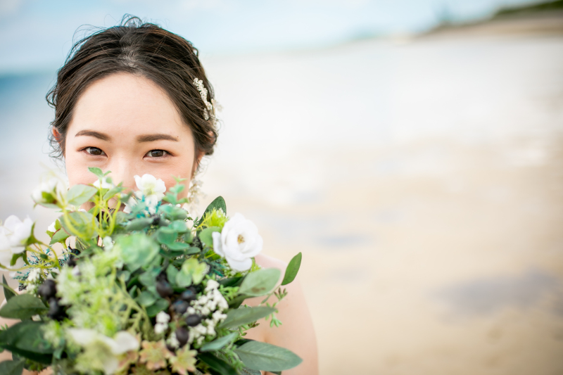 ブーケと共にソロショット！