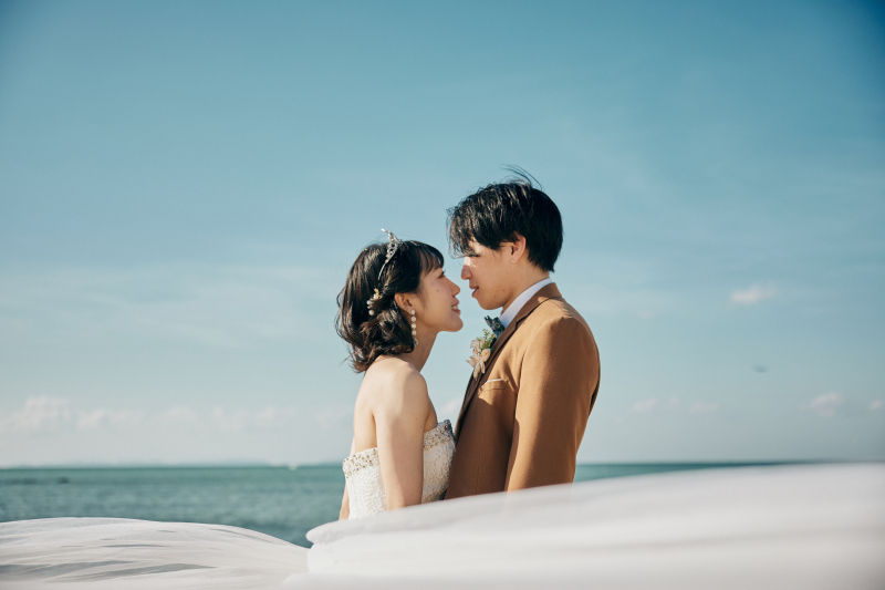 ベールを靡かせて使い、ロマンチックなショットも◎