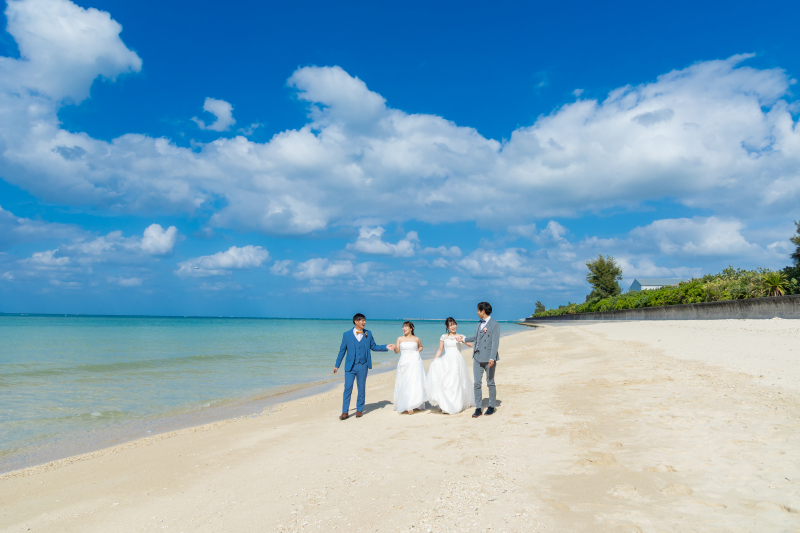 4人ともお支度が完了して、ビーチ撮影スタートです