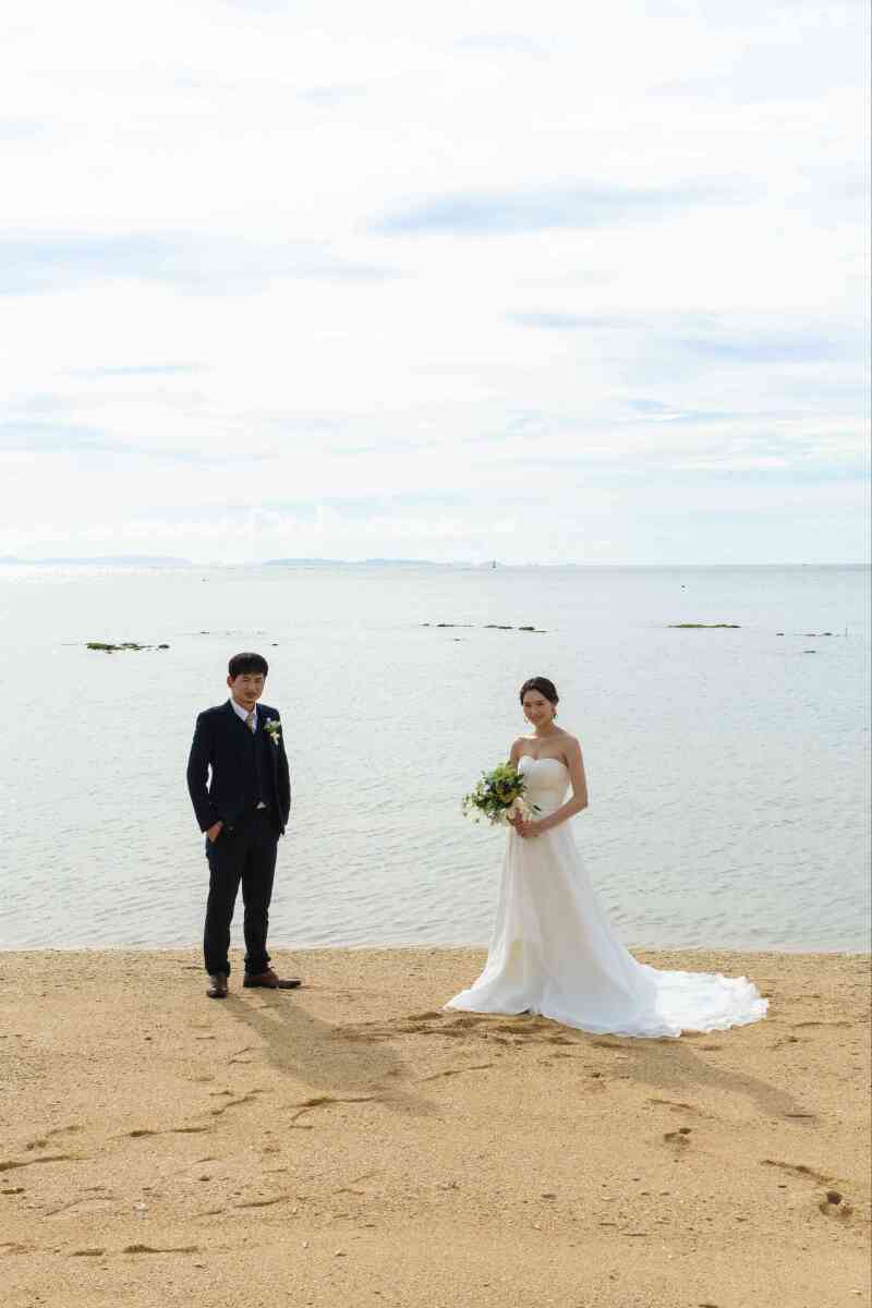 ビーチで並んで