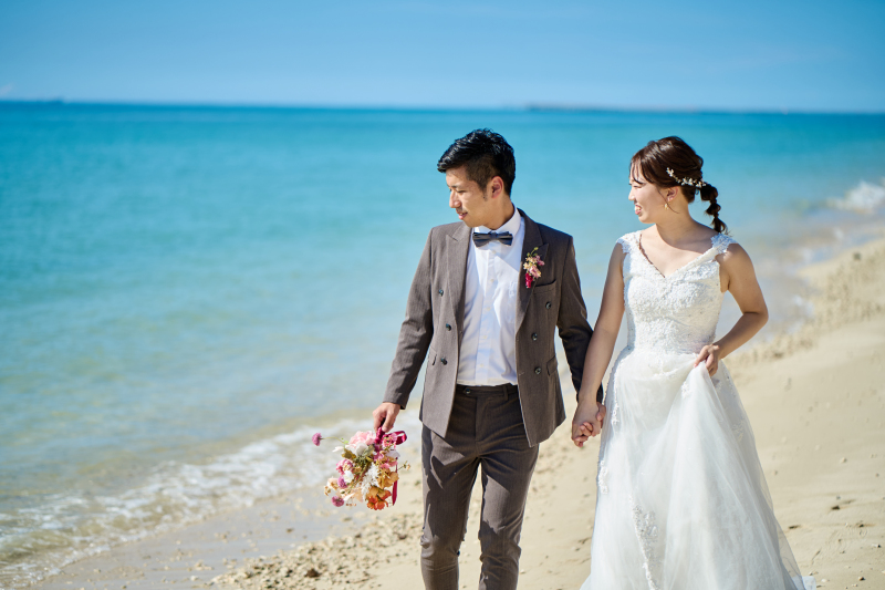 まずはビーチから撮影♪美しい海で撮影スタートです