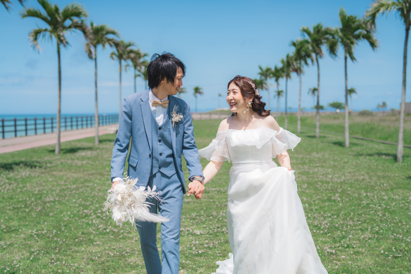 ヤシの木ロードで本日の撮影スタートです!