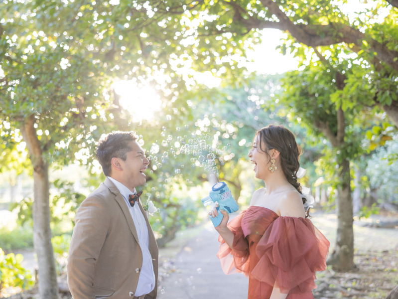 ビーチからグリーンに移動してシャボン玉ショット！