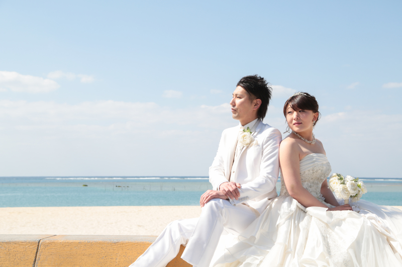 海をバックに1枚！