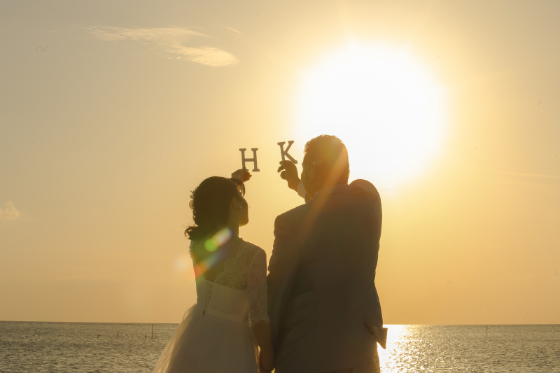 夕日の中に二人