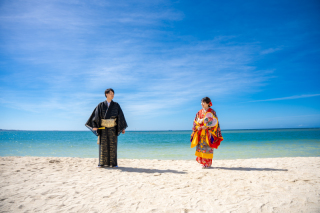 琉装×ビーチ＆チャペル×ドレス
