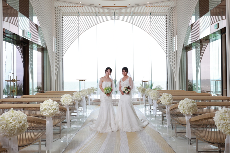 【LGBTQフレンドリー】 ドレス×ドレス★リゾートチャペルフォト*洋装1ペア*50カットプラン ※タキシード同士撮影もOK♪♪