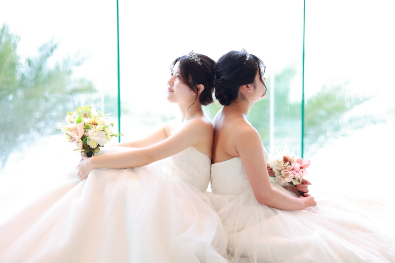 【LGBTQフレンドリー】 ドレス×ドレス★リゾートチャペルフォト*洋装1ペア*50カットプラン ※タキシード同士撮影もOK♪♪