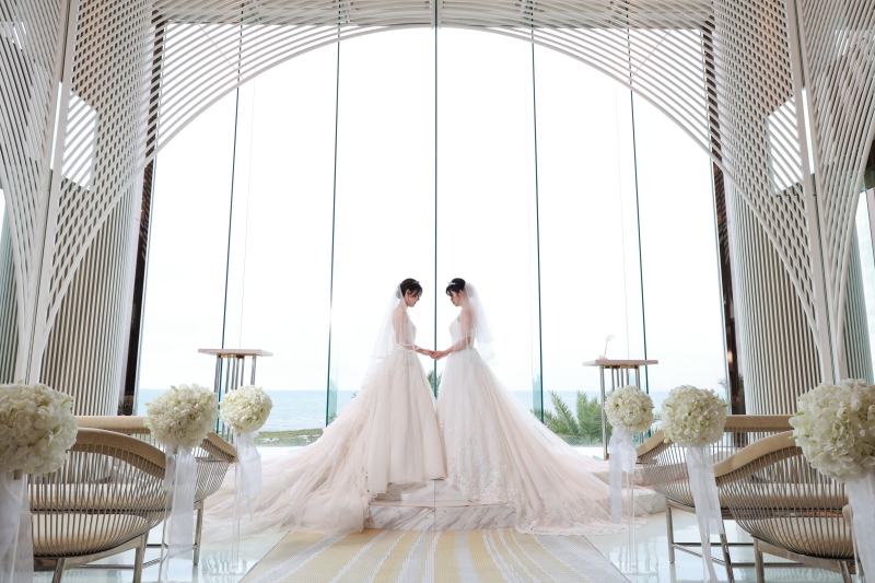 【LGBTQフレンドリー】 ドレス×ドレス★リゾートチャペルフォト*洋装1ペア*50カットプラン ※タキシード同士撮影もOK♪♪