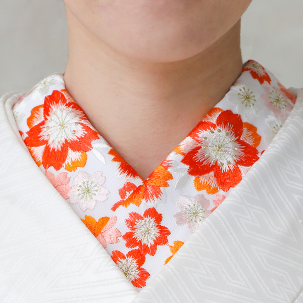 刺繍襟＿オレンジ