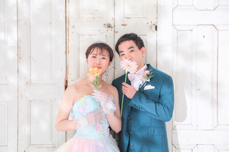 レインボーのドレス×フラワー