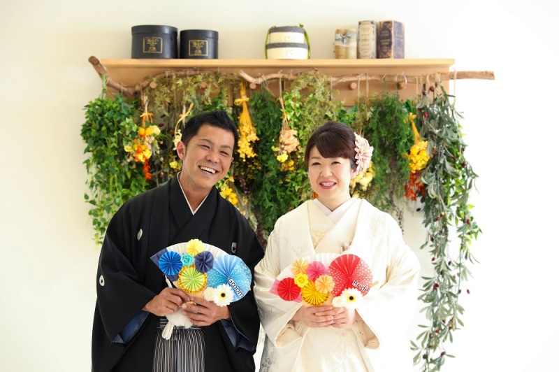 ドライフラワーの前で♪