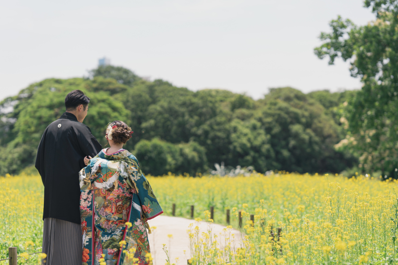 ワタベウェディング東京ベイフォトスタジオ_庭園で撮影できる