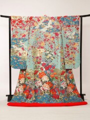 1157ブルー地枝垂梅鶴