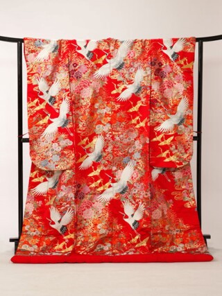 M166赤地花園光琳鶴