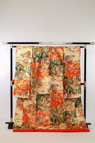 ☆J020本唐織　襲ねいろ栄松花車文