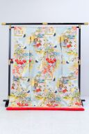 ☆O114浅黄地御所車に鶴