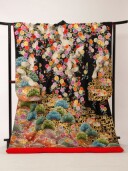 E062黒字絽刺し枝垂桜