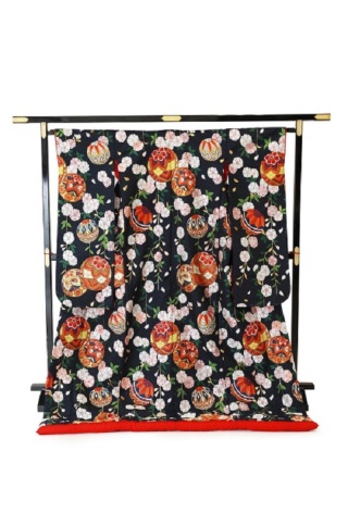 ☆O101紺地手まりに枝垂桜