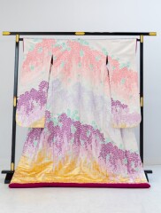 O116白地しだれ花にぼかし