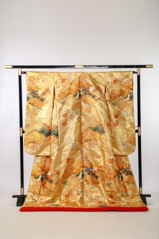 ☆O107金地佐賀錦松に菊と梅