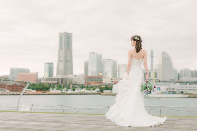 みなとみらいをバックにソロショットも、、、、♡