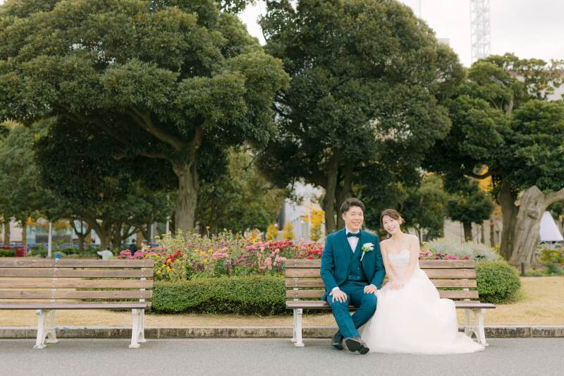 ベンチでのんびりご撮影