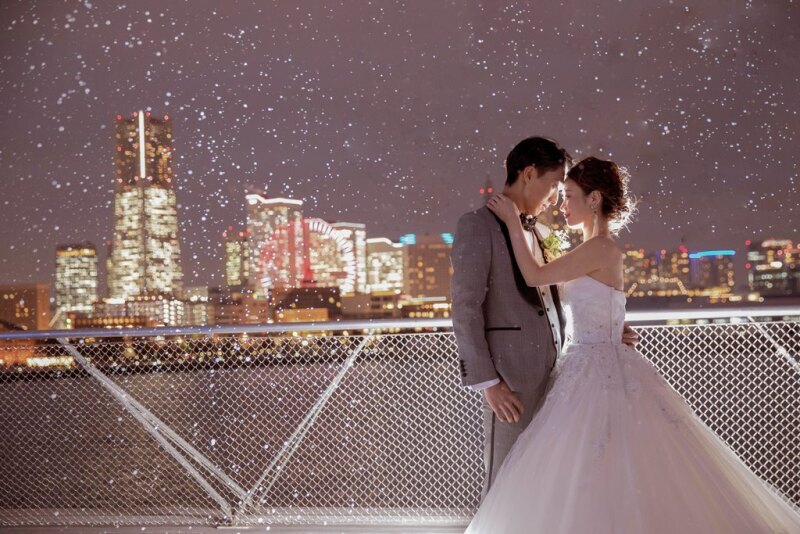 ワタベウェディング横浜ベイフォトスタジオ_夜景で撮影できる