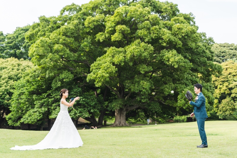 ワタベウェディング横浜ベイフォトスタジオ_ガーデンで撮影できる