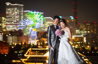 横浜の夜景をバックに☆大桟橋ロケーションフォト