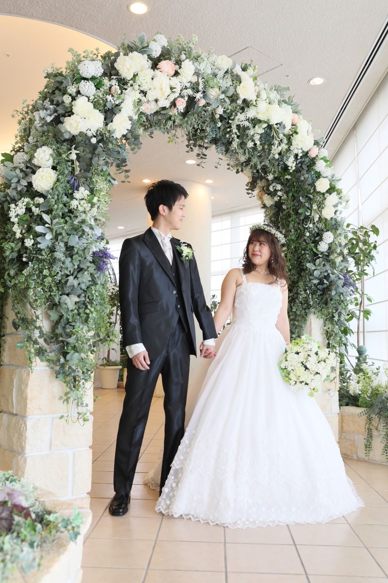 お花のアーチで