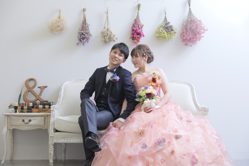 お花が可愛い!カラードレス♡