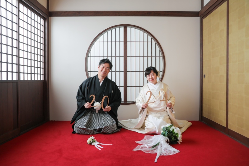 ブーケ・ブートニアでの正座ショット