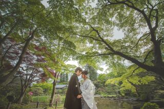 日本庭園で和装フォト♡