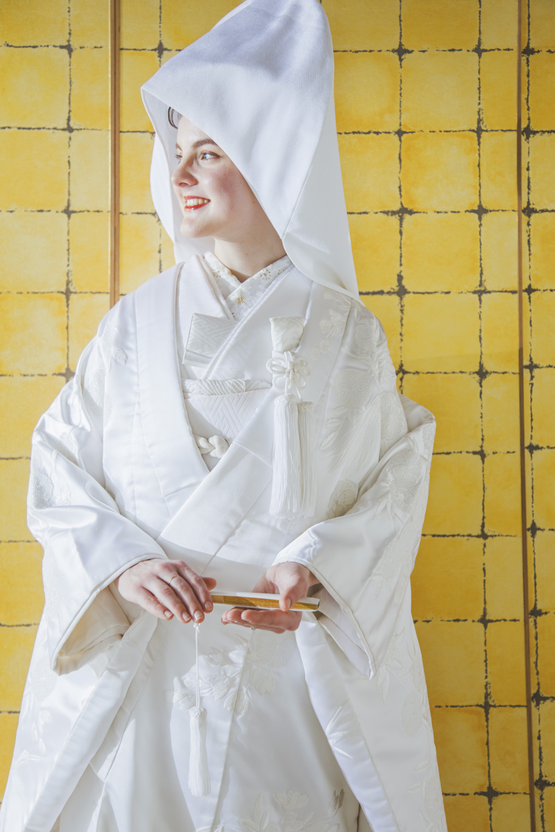 伝統的な綿帽子の着用