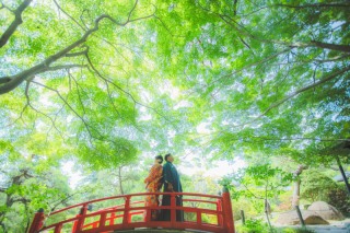 ワタベウェディング仙台フォトスタジオ_和装ロケ（日本庭園）