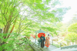 ワタベウェディング仙台フォトスタジオ_和装ロケ（日本庭園）