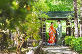 ワタベウェディング仙台フォトスタジオ_和装ロケ（六幽庵・緑水庵）