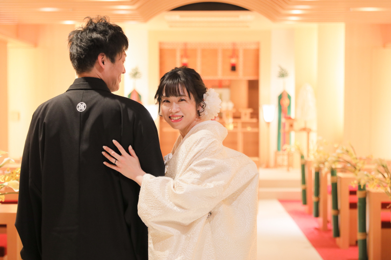 神殿で和装撮影